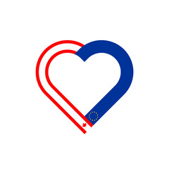 unity concept. heart ribbon icon of canada and european union flags. transparent png background