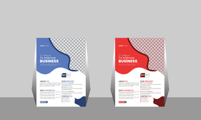 Business Flyer Template by Organic shape in vector with blue color design in red color variation. layout concepts for business poster