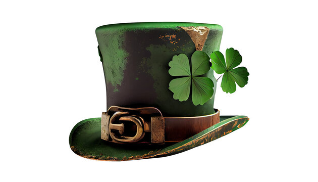 St. Patrick's Day objects Shamrock and hat png Cut Out Illustration on Transparent Background 