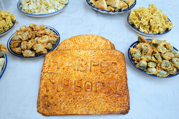 Traditional oriental meals put on table. Meals served during celebrating great islamic holiday Nowruz
