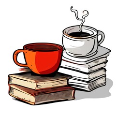 books cup of tea white background
