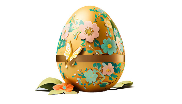 Happy easter image Modern happy Easter golden eggs isolated transparent background