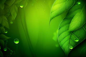 Bright eco natural background with green leaves and copy space. Generative AI
