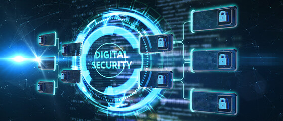 Cyber security, computer data encryption and internet protection. Personal information safety. 3d illustration