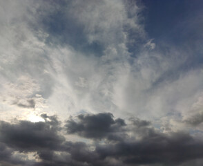 Fototapeta na wymiar Clouds of many shapes. Black and white being blurred