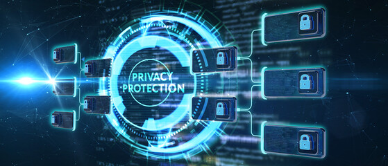 Data protection, privacy, and internet security concept. Cyber security for business and internet projects. 3d illustration