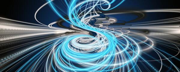 Futuristic particle wave panorama background design illustration - 576784136