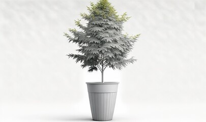 a potted plant with a green plant in it on a white surface with a white wall in the background and a white wall in the foreground.  generative ai