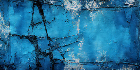 Blue grunge background. Texture of the rough surface of a concrete wall. Blue grunge banner with copy space for your design