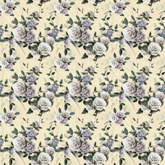 Seamless and flowers pattern.Silk scarf design, fashion textile.	