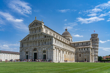 Leaning Tower and Cathedral of Pisa in Italy.