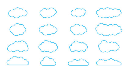 Collection of cartoon cloud icons. Vector illustration