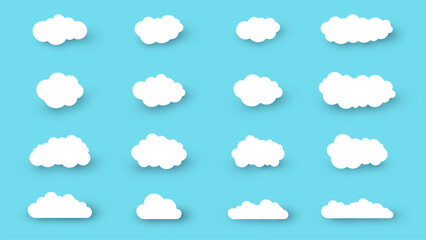 Obraz premium Collection of paper cut cloud icons. Vector illustration