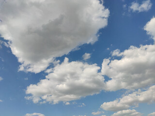 Mass of clouds in the blue sky