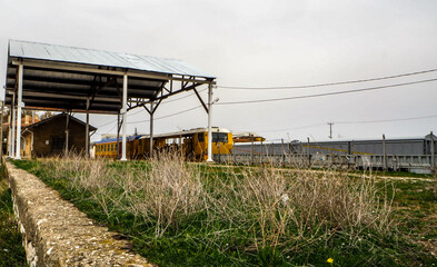Isparta - Train station. Rails locomotives and wagons. Turkey - Isparta