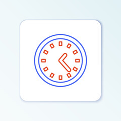 Obraz premium Line Clock icon isolated on white background. Time symbol. Colorful outline concept. Vector