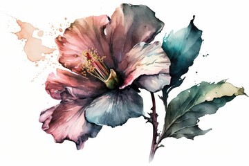 Watercolor flowers Isolated on white background.