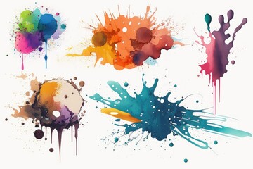 About Watercolor splatters set Isolated on white background.