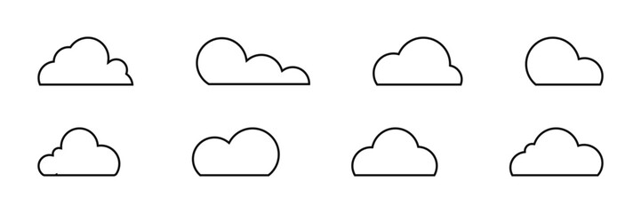 Clouds icon. Sky. Set. Vector illustration.