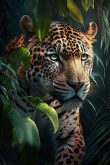 Leopard in the jungle, Generative AI - obrazy, fototapety, plakaty