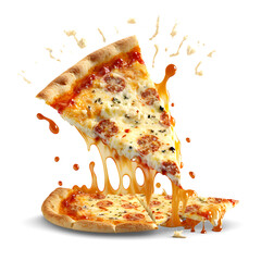 Pizza Love: A Graphic Design Masterpiece Featuring Isolated Pizza Design Elements on Transparent Backgrounds with Alpha Channels for Stunning Overlays in Web and Digital Art generative AI - obrazy, fototapety, plakaty
