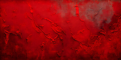 Red grunge background. Texture of painted concrete wall closeup. Red grunge banner. Copy space for your design