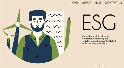 Sustainable environment banner. ESG concept. Vector illustration for website, landing page