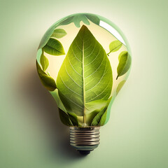 Obraz na płótnie Canvas World environment and earth day concept with green leaves in lightbulb. Eco friendly enviroment