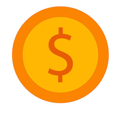 Simple flat golden coin with dollar symbol