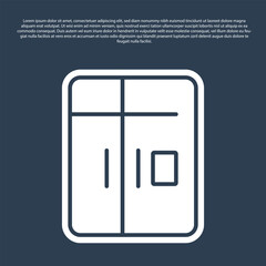 Blue line Refrigerator icon isolated on blue background. Fridge freezer refrigerator. Household tech and appliances. Vector