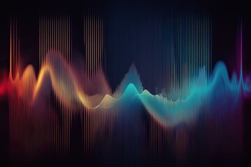 Multi-Colored Sound Wave Background. Photo generative AI - obrazy, fototapety, plakaty