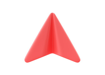 3d render message icon - origami digital illustration, internet communication fly symbol. Red paper plane concept