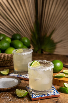 Margarite on the rocks with salt rim and lime garnish