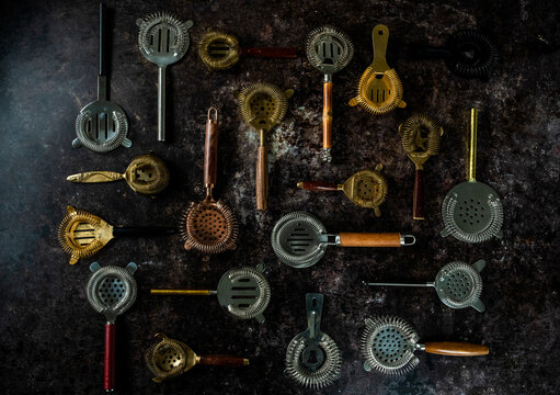 Collection of Hawthorn cocktail strainers