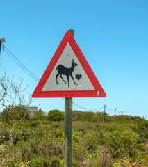 Beware of fawns road sign, South Africa