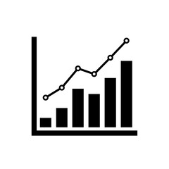 Chart graph. Black icon graph growth with arrow isolated on white background. Hologram positive percentage. Grow direction design business management concept. Analysis pie chart. Vector illustration