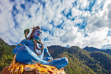 Statue of Lord Shiva on the Ganga river bank in Rishikesh