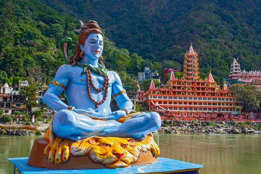 Statue of Lord Shiva on the Ganga river bank in Rishikesh
