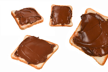 Сhocolate paste sandwich isolated on white background.