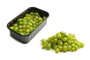 A group of gooseberries isolated on a white background.