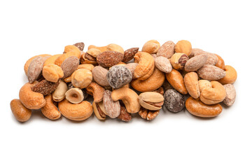 A group of almonds, pistachios, walnuts, macadamia, cashews.