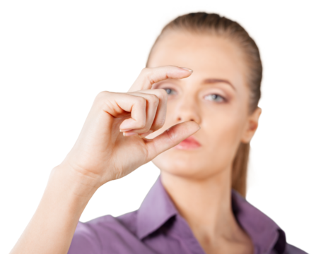 Attractive businesswoman touching in a virtual screen - Powered by Adobe