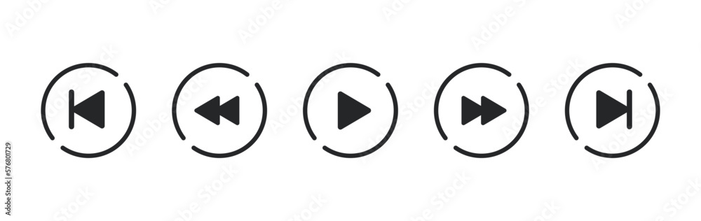Aufkleber set of video media player icons vector set. multimedia music audio control. media player interface s