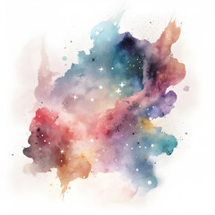 Space, stars, brush paiting, watercolor background