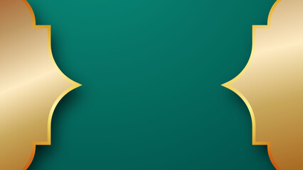 gold plated green background with free space for ramadan kareem celebration text