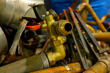 Waste with various components of an old heating system after renovation.