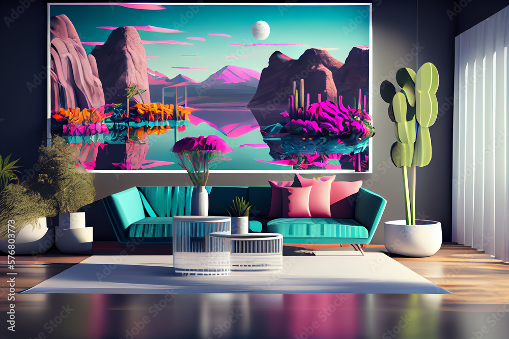 Aufkleber 3d render of a building in the night