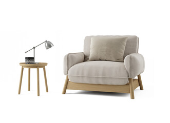 Wood armchair and side table