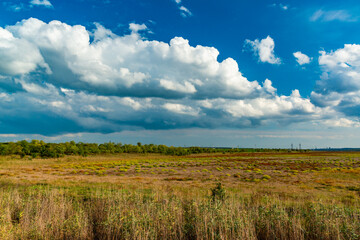 Fototapeta premium White cumulus storm clouds in the sky during the day, Ukraine