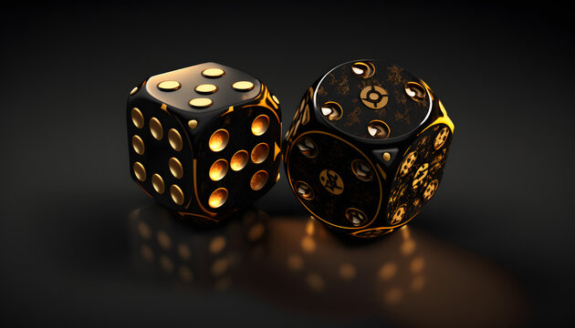 black and golden casino dice background